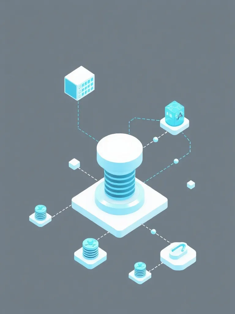 A clean, technical isometric diagram representing search eng